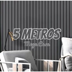 Papel de Parede 3D 5 METROS x 45CM Madeira Ripada Cinza Adesivo Auto-colante