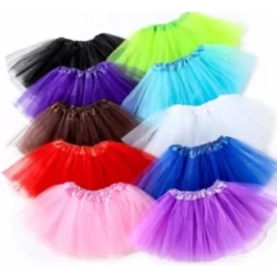 Saia De Tule Tutu Adulto Colorida Festa Carnaval 40cm