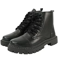Bota Feminina Coturno Tratorado Blogueira Preto Sola Baixa Lolla Maria