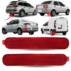 Olho De Gato SIENA Parachoque Traseiro Siena 2006 ATÉ 2020 Refletivo VERMELHO ACESSÓRIO