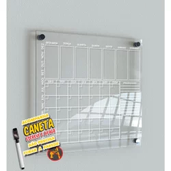 Quadro Planejamento Mensal Planner Diario Tarefas MiniMod04 Acrilico transparente + caneta escreve apaga