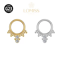 Piercing Argola Titânio PVD Segmento Articulado Indiano Zircônia Cravejada《Lomiss semijoias》