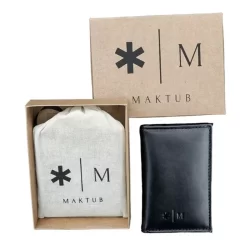 Carteira masculina Maktub Slim elegante com caixa de presente Preta Em Couro Porta Cartão CNH