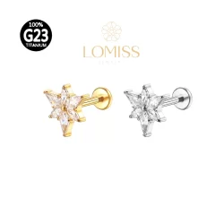 Piercing Helix Conch Labret Titânio Flor Zircônia Cravejada Lomiss piercing