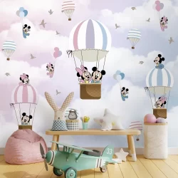 Papel De Parede Personalizado Balões Mickey E Minnie