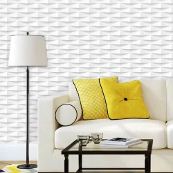 Papel de Parede Geometrico 3D Branco e Cinza