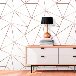 Papel De Parede  Branco Com Rosê Gold
