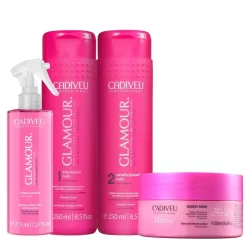 Kit Leave-in Shampoo Condicionador Máscara Glamour - Cadiveu
