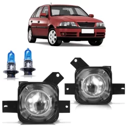 Kit Par Farol Milha Auxiliar + Par Lâmpada H3 Gol G3 1999 2000 2001 2002 2003 2004 2005