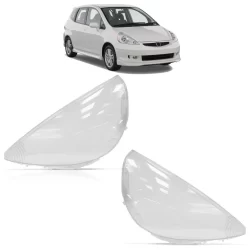 Par Lente Farol Dianteiro Honda Fit 2003 2004 2005 2006 2007 2008 Lente Lisa Acrilico Transparente