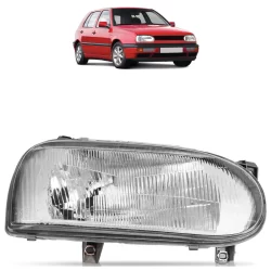 Par Farol Dianteiro Golf Gl Alemão 1994 1995 1996 Foco Simples Máscara Cromada