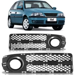 Par Moldura Grade Milha Gol G3 2003 2004 2005 Fase II com Furo Preto