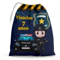 30 Sacolinhas Surpresa Personalizada Tecido polícia (15x20)