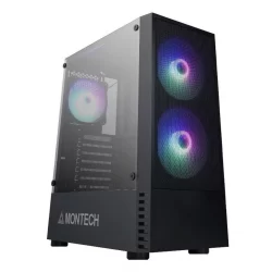 Gabinete Gamer Montech X2 MESH, Mid Tower, Vidro Temperado, Black, ATX, Com 3 Fans Rainbow