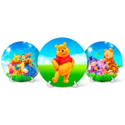 Capa Painel Redondo Mesa Ursinho Pooh Sublimado C/ Elástico 50×50Cm