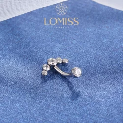 Piercing Umbigo Banana Titânio PVD Cluster Zircônia《Lomiss  piercing》
