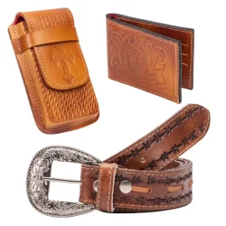 Kit Cowboy Country Cinto + Carteira + Capa Bainha De Celular