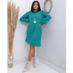 Vestido Poncho gola alta de lanzinha com bolso veste 38/48