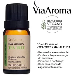Óleo Essencial Tea Tree / Malaleuca 100% Puro e Vegano 10ml Via aroma