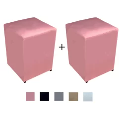 Kit 2 PUFF Banqueta decorativo Sued estofadado Cubo