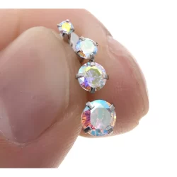 Piercing  Labret Helix Tragus ponto de luz furtacor e cristal Aço Cirúrgico prata  6mm - 1 peça