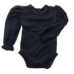 Body Infantil Basico Preto, manga princesa