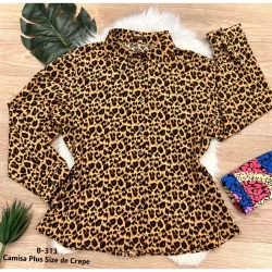 Camisa Feminina Social Manga Longa  Plus Size Moda gringa B120/B313