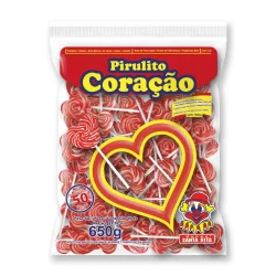Pirulito Coração Festa Vermelho e Branco 650g - Santa Rita