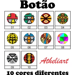Kit Botão 10 Pares de Brincos Com  Estampa Afro