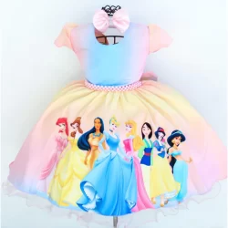 Vestido Princesas Luxo e Tiara