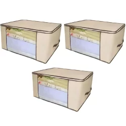 Kit 3 Organizadores Multiuso Marfim com Zíper 60x45x30cm - Envio Já