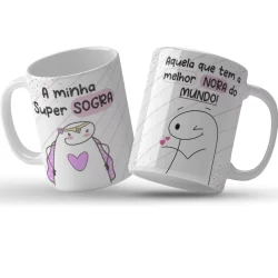 Caneca Porcelana de Sogra Personalizada - Super Sogra Aquela Que Tem A Melhor Nora Do Mundo