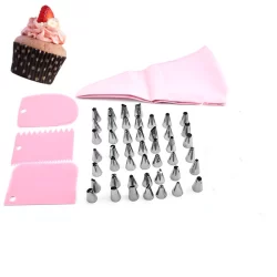 24 Pçs Conjunto De Saco De Confeiteir+3 Pçs Espatula Decorativa