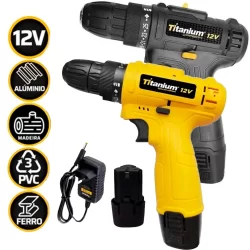 Parafusadeira A Bateria 12V 3/8Pol. Bivolt Carregador Profissional + Maleta Organizador Montador