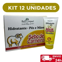 Kit com 12 Hidratante Pés e Mãos Sebo De Carneiro Bisnaga 200g - Bell Corpus