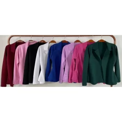 kit 5 blazer feminina manga longa tecido neoprene liso