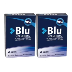 Kit 2 Blu Coveli Vermífugo para Cães e Gatos - 4 Comprimidos
