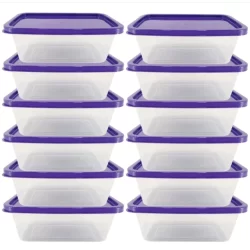Kit 12 Potes 500ml Tampa Colorida BPA Free vasilha, Marmita Fitness Organizador de Alimentos