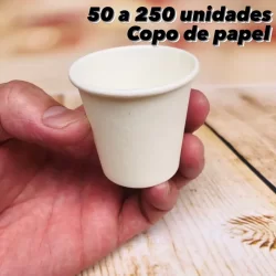 50~250 Copo de café 60 ml branco de papel biodegradável