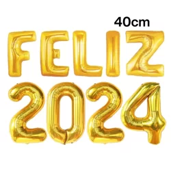 Kit 9 Balão Metalizado FELIZ 2025 40 cm Decoração