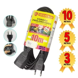 Extensao Eletrica 10M 5M 3M Bipolar Megatron 20A Cordao Prolongador Potente Pronta Entrega