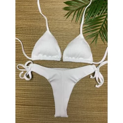 Biquíni Conjunto Biquini Calcinha de amarrar Semi Fio Fio Duplo Amarração Bronzeamento Texturizado