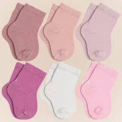 Pacote com 6 Pares de Meias Cano Curto Lupo Bebe Crianca Infantil em Algodao sem Estampa Basica