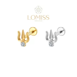 Piercing Helix Conch Tragus Labret Aço Cirúrgico Pvd Tridente 1 Zircônia