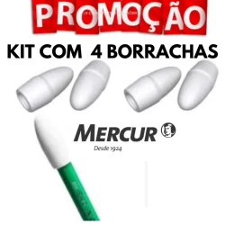 KIT  4  Borracha Ponteira p/Lápis Branca Mercur