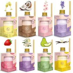 8 Difusor Aromatizador Coco, Lavanda, Jasmin, Flor de cerejeira, Morango, Pera C/ Chantily, Baunilha, Champanhe 250ml