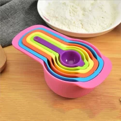 Conjunto Colher Xicaras Medidoras Multicoloridas Várias Medidas 250ml 125ml 85ml 60ml 15ml 7,5ml Top Útil