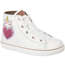 Tenis Infantil GiGiL Teen Feminino Enfeite Unicórnio Brilho Coração Cano Alto Escolar Macio Leve Confortável Cadarço Star Moda Atual