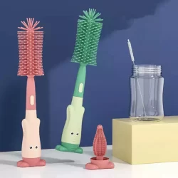 Escova de Silicone Limpeza Mamadeira 3 em 1 Limpar Bico Copos Canudo