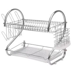 Escorredor de Louça Inox com Porta-Talheres e Bandeja – Cromado de Pia, Durável e Elegante